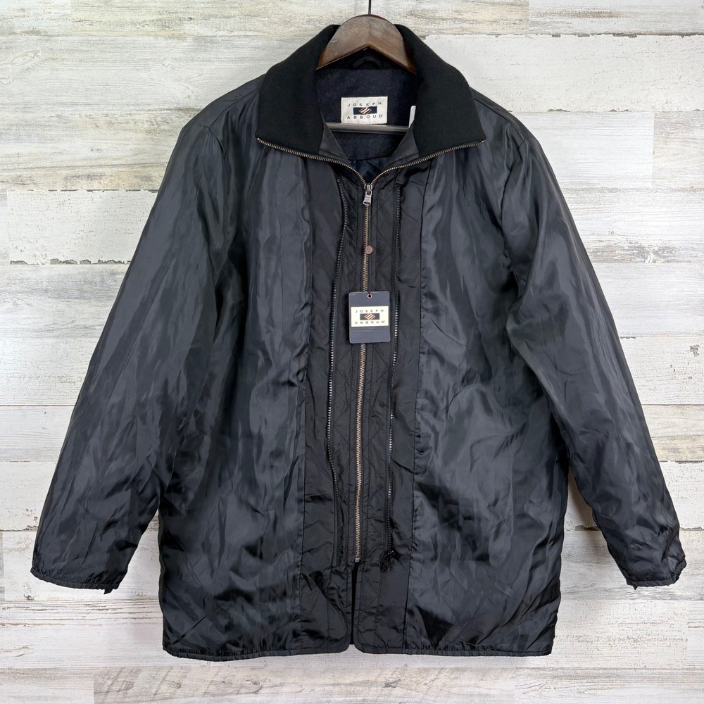 Joseph Abboud NEW Mens Black Quilted Lined Jacket Coat Full Double Zip Size L